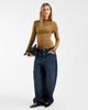 & Other Stories & Other Stories asymmetric ruched long sleeve jersey top in brown - 2