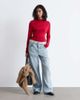 & Other Stories & Other Stories asymmetric ruched long sleeve jersey top in burgundy-Red - 3