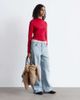 & Other Stories & Other Stories asymmetric ruched long sleeve jersey top in burgundy-Red - 4