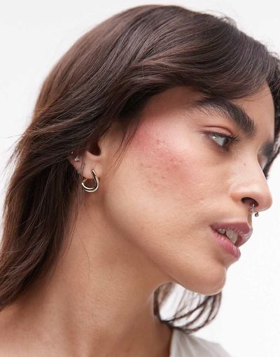 & Other Stories & Other Stories asymmetric twists small hoop earrings in gold