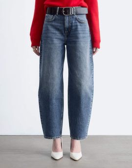 & Other Stories & Other Stories barrel leg jeans with ankle crop in medium-blue wash