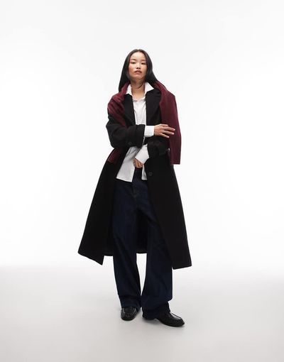 & Other Stories & Other Stories belted wool coat in black