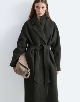 & Other Stories & Other Stories belted wool coat in dark green