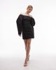 & Other Stories & Other Stories big volume sleeves off the shoulder fitted mini dress in black - 2