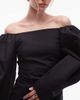 & Other Stories & Other Stories big volume sleeves off the shoulder fitted mini dress in black - 3