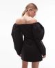 & Other Stories & Other Stories big volume sleeves off the shoulder fitted mini dress in black - 4
