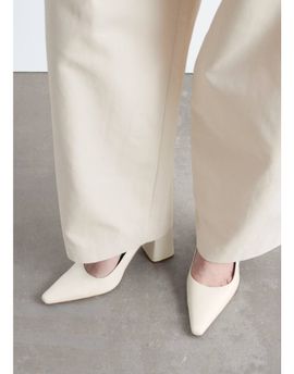 & Other Stories & Other Stories block heel pointed leather pumps in off white
