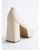 & Other Stories & Other Stories block heel pointed leather pumps in off white - 2