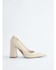 & Other Stories & Other Stories block heel pointed leather pumps in off white - 3