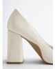 & Other Stories & Other Stories block heel pointed leather pumps in off white - 4
