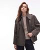 & Other Stories & Other Stories bold shoulders short trench jacket in dark green - 1