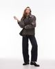 & Other Stories & Other Stories bold shoulders short trench jacket in dark green - 2