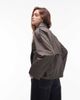 & Other Stories & Other Stories bold shoulders short trench jacket in dark green - 4