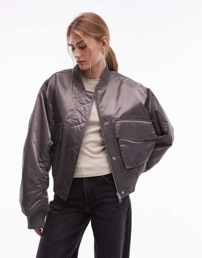 & Other Stories & Other Stories bomber jacket in dark gray