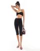 & Other Stories & Other Stories capri pants with front pockets and concealed zip hem splits in black - 1