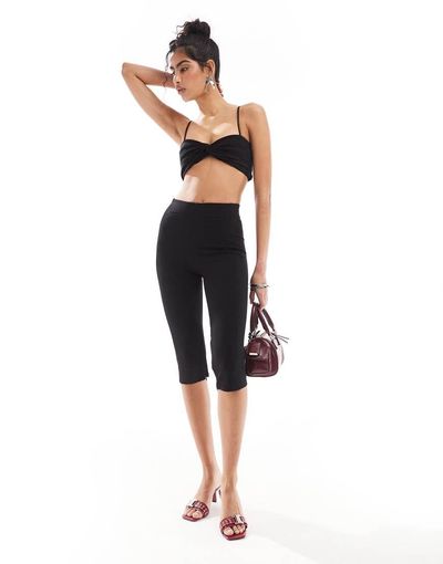 & Other Stories & Other Stories capri pants with front pockets and concealed zip hem splits in black
