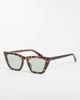 & Other Stories & Other Stories cat eye sunglasses in brown tortoise and green tinted lenses with linen pouch case - 1