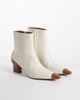 & Other Stories & Other Stories chunky heeled leather ankle boots with brown contrast in off white - 1