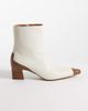 & Other Stories & Other Stories chunky heeled leather ankle boots with brown contrast in off white - 4