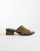 & Other Stories & Other Stories chunky heeled suede mules in olive green - 1