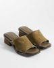 & Other Stories & Other Stories chunky heeled suede mules in olive green - 2
