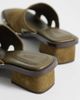 & Other Stories & Other Stories chunky heeled suede mules in olive green - 3