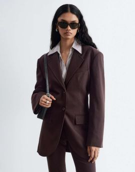 & Other Stories & Other Stories cinched waist wool look blazer in chocolate brown - part of a set