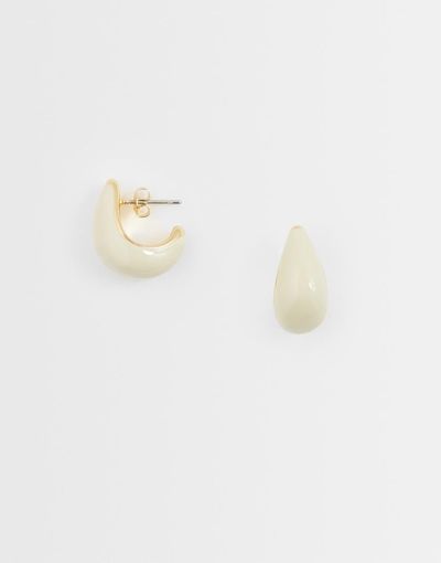 & Other Stories & Other Stories coated teardrop stud earrings in off white