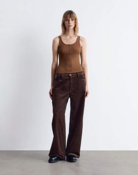 & Other Stories & Other Stories cord wide leg pants with 5-pocket detail in brown