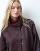 & Other Stories & Other Stories cotton blend funnel neck short trench coat in chocolate brown - 3