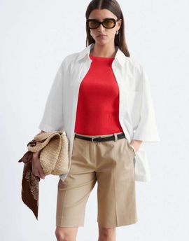& Other Stories & Other Stories cotton blend tailored bermuda shorts in beige-Neutral