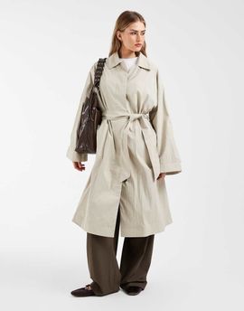 & Other Stories & Other Stories cotton maxi car coat with belt in beige-Neutral