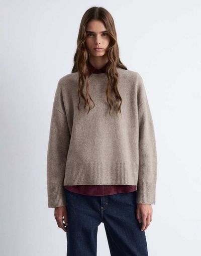 & Other Stories & Other Stories crew neck sweater in mole melange-Brown