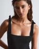 & Other Stories & Other Stories crinkle swimsuit with knot detail in black - 2