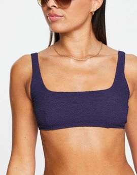 & Other Stories & Other Stories crop textured bikini top in navy