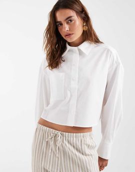 & Other Stories & Other Stories cropped boxy shirt in white-Neutral