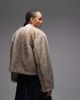 & Other Stories & Other Stories cropped faux fur jacket in beige-Neutral - 4