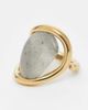 & Other Stories & Other Stories dark khaki green stone swirl ring in gold - 2