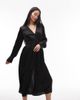 & Other Stories & Other Stories deep v-neck midi dress with cuff detailing in black - 1