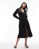 & Other Stories & Other Stories deep v-neck midi dress with cuff detailing in black - 2