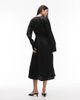 & Other Stories & Other Stories deep v-neck midi dress with cuff detailing in black - 3