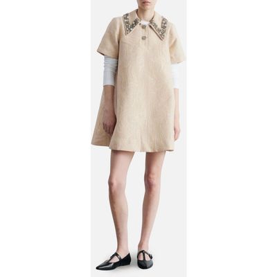 & Other Stories - Faux Pearl & Rhinestone Detail Metallic Jacquard Minidress
