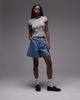 & Other Stories & Other Stories fitted jersey t-shirt with cap sleeves in blue stripes with embroidered placement-Multi - 2