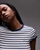 & Other Stories & Other Stories fitted jersey t-shirt with cap sleeves in blue stripes with embroidered placement-Multi - 3