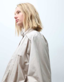 & Other Stories & Other Stories funnel neck cotton blend bomber jacket in beige-NEUTRAL