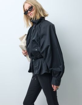 & Other Stories & Other Stories funnel neck jacket with cinch waist in black