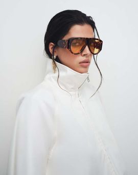 & Other Stories & Other Stories funnel neck short jacket in off white
