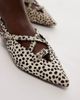 & Other Stories & Other Stories hairy real leather slingback kitten heels in white dalmatian print-Multi - 2