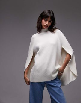 & Other Stories & Other Stories high neck knit sweater with cape back and sleeves in white