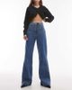 & Other Stories & Other Stories high rise flared jeans with patch pockets in mid blue wash - 1